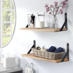 2x Wooden Floating Shelves