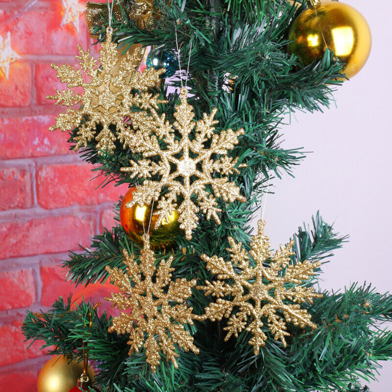 12Pcs Christmas Glitter Snowflakes Decor