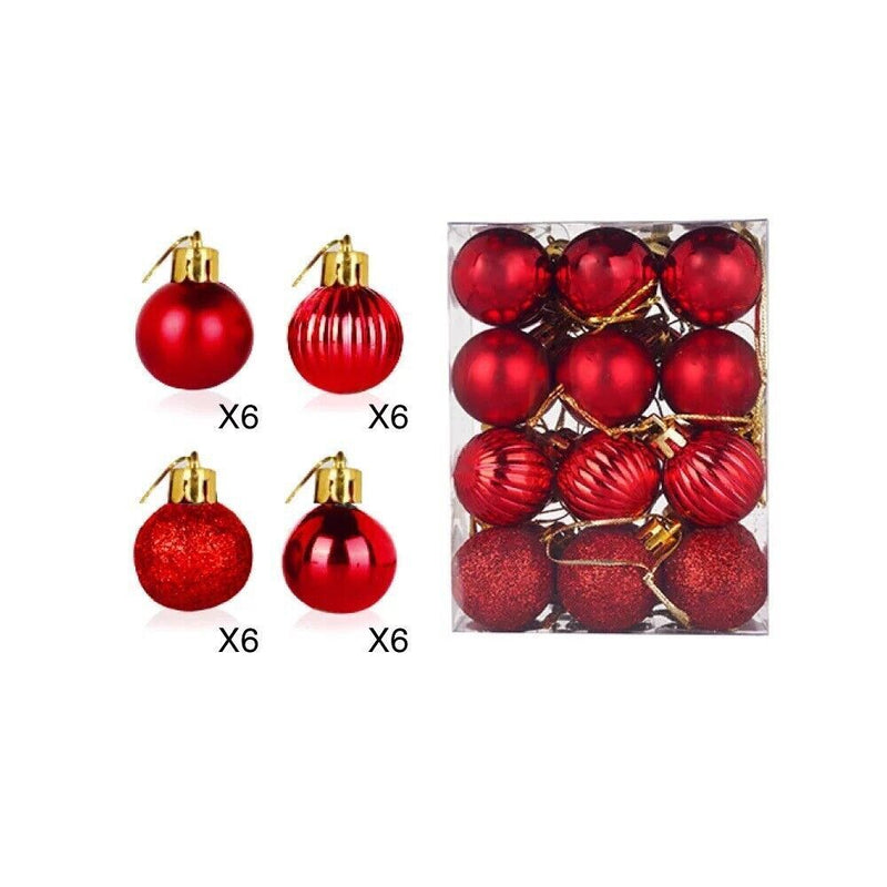 24pcs Christmas Baubles Tree Hanging Balls