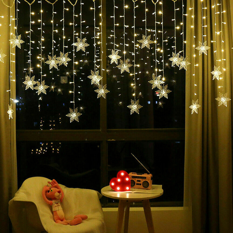 Christmas LED Curtain Snowflake Lights